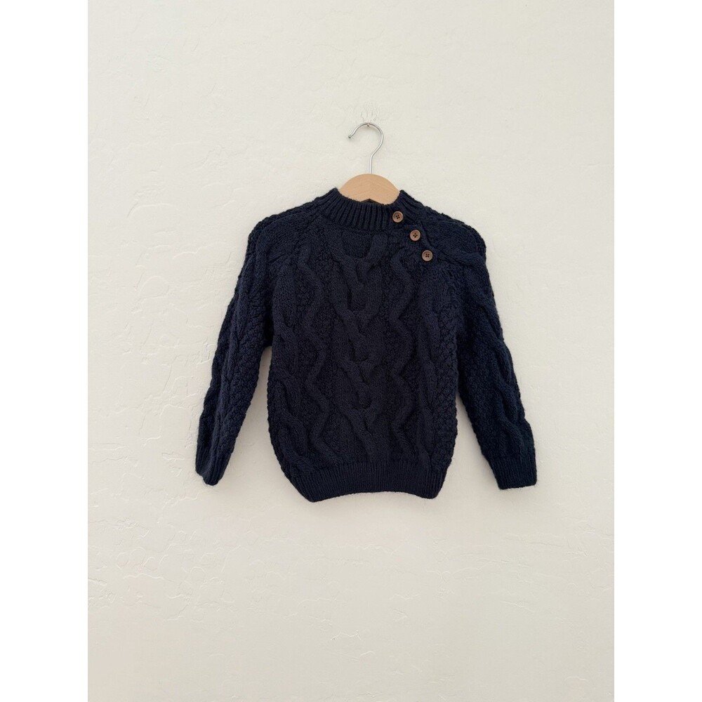 Zara Baby Navy Cable Knit Sweater 18–24 Months Button Shoulder